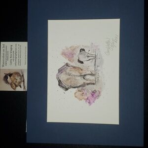 Elephant Watercolor Art in Blue Frame By Cathy Box Wieging